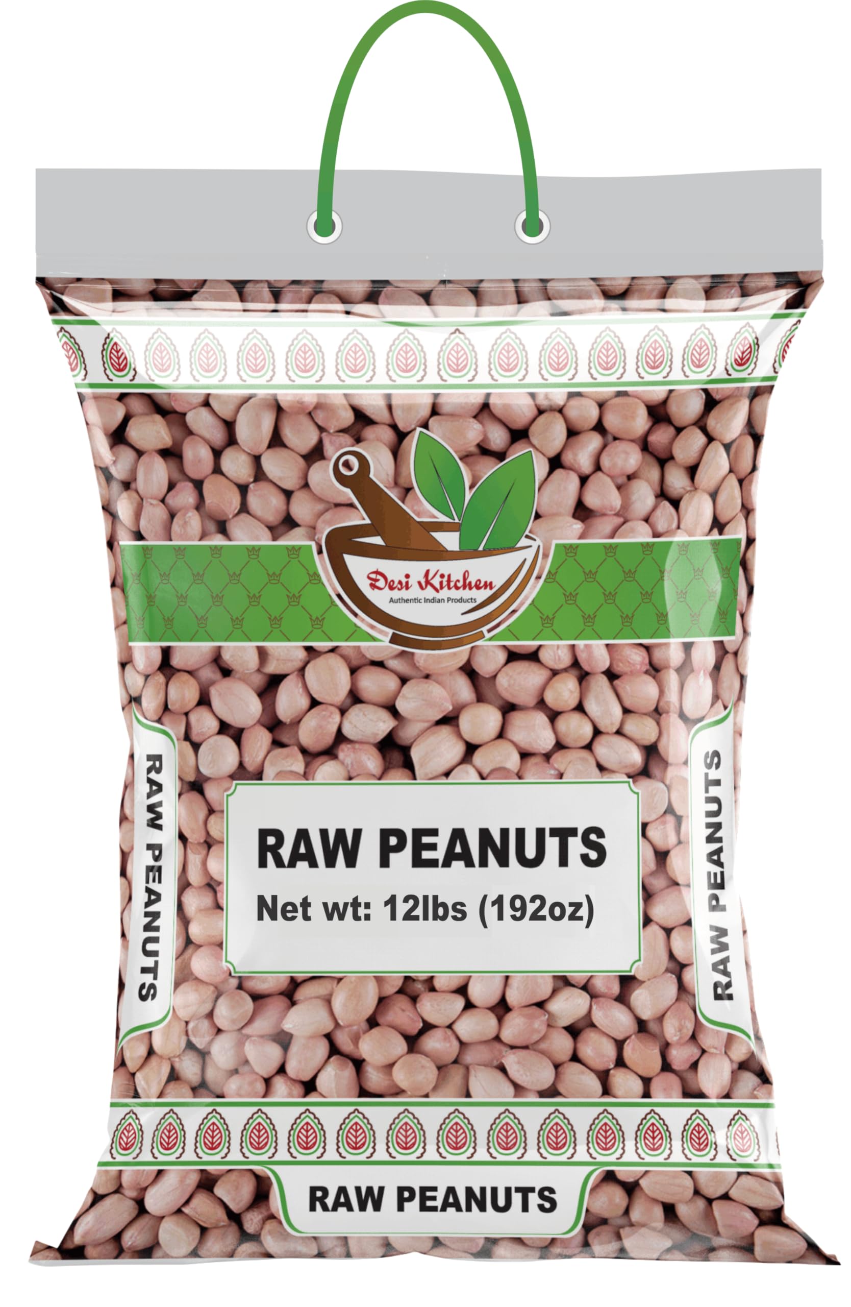 Desi Kitchen Raw Peanuts Whole with skin (Uncooked, Unsalted) 12lbs (192oz) Poly Bag by Rani Foods Inc