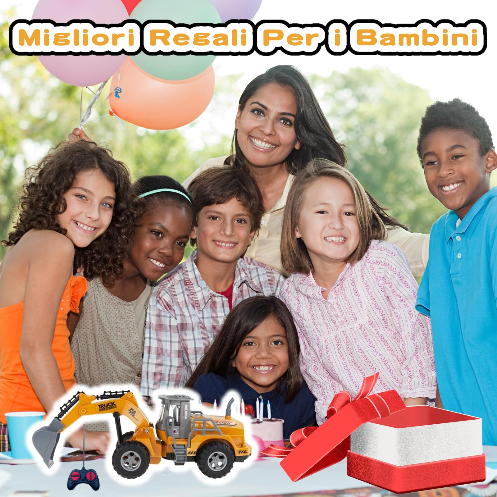 4 canaux 1:32 pelle télécommandée jouet, avec lumières clignotantes, télécommande sans fil, tracteur Digger jouets pour enfants, pour cadeaux pour enfants de 3 4 5 6 7 ans