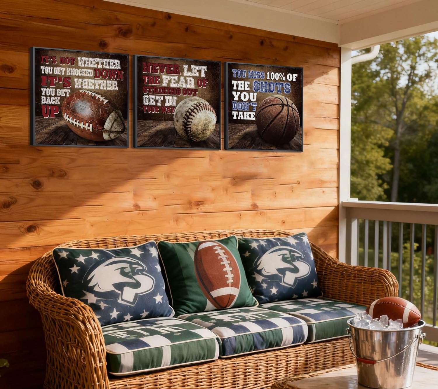 3Pcs Sports Inspirational Canvas Wall Art Boys Room Paintings Wall Decor Vintage Basketball Baseball Football Pictures Poster Prints for Nursery Game Room Gym Decorations 12x12in Unframed - Image 4