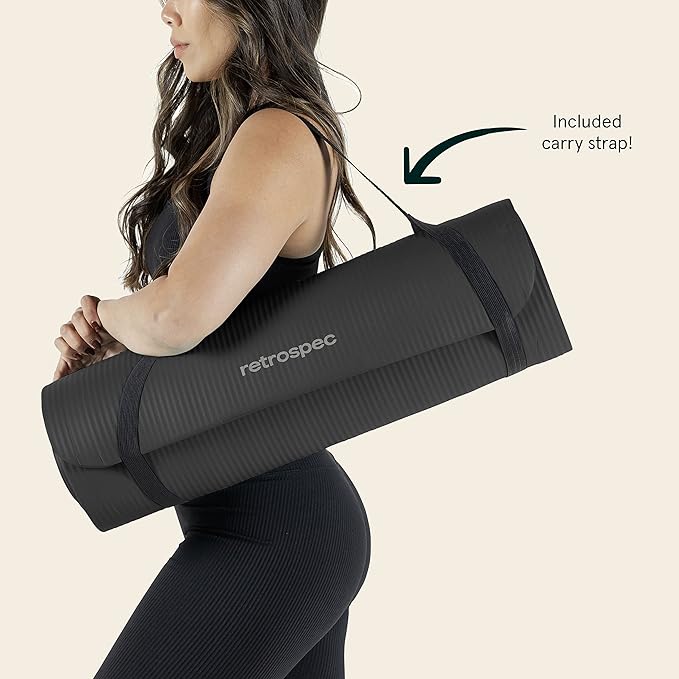 The Retrospec Solana Yoga Mat is a versatile and durable exercise mat designed for both men and women, suitable for a variety of workout routines including yoga, Pilates, stretching, and general fitness workouts. This mat is 1/2 inch thick, providing ample cushioning to enhance comfort and support, which is especially beneficial for safeguarding joints during high-impact exercises or prolonged practices.