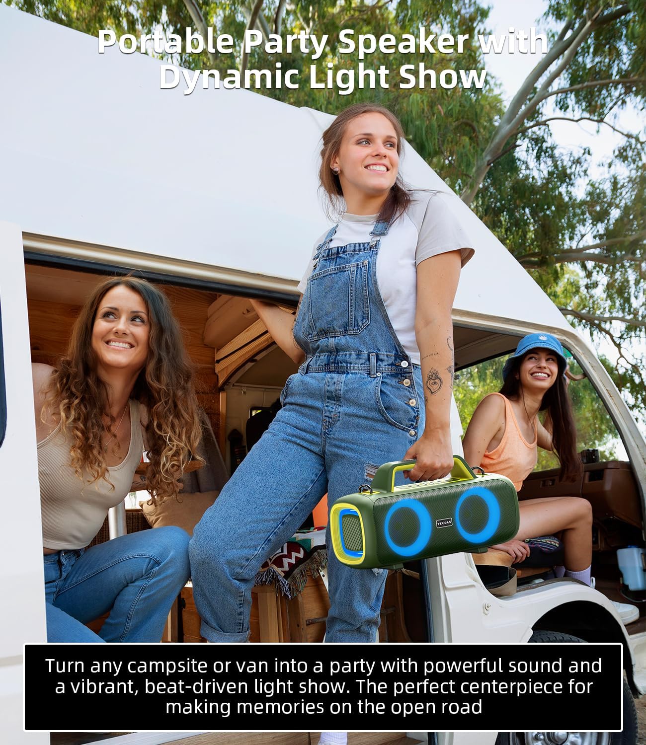 Portable Bluetooth Speaker Wireless,140W Peak Loud Sound with 2 Subwoofers and 2 Tweeters, Plus Bass Boost, IP65 Waterproof Outdoor Speaker, 24H Playtime, RGB Lights, TF/AUX/USB/Mic Input, Large Party - Image 7