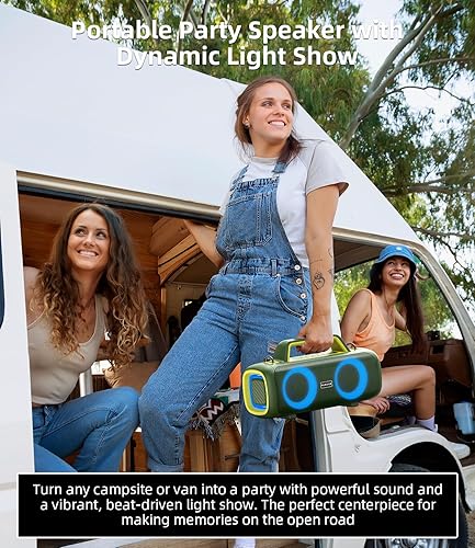 Miniatura 7 de Altavoz Bluetooth inalámbrico portátil, sonido estéreo de graves profundos, conectividad Bluetooth 5.3, batería de larga duración de 8 horas