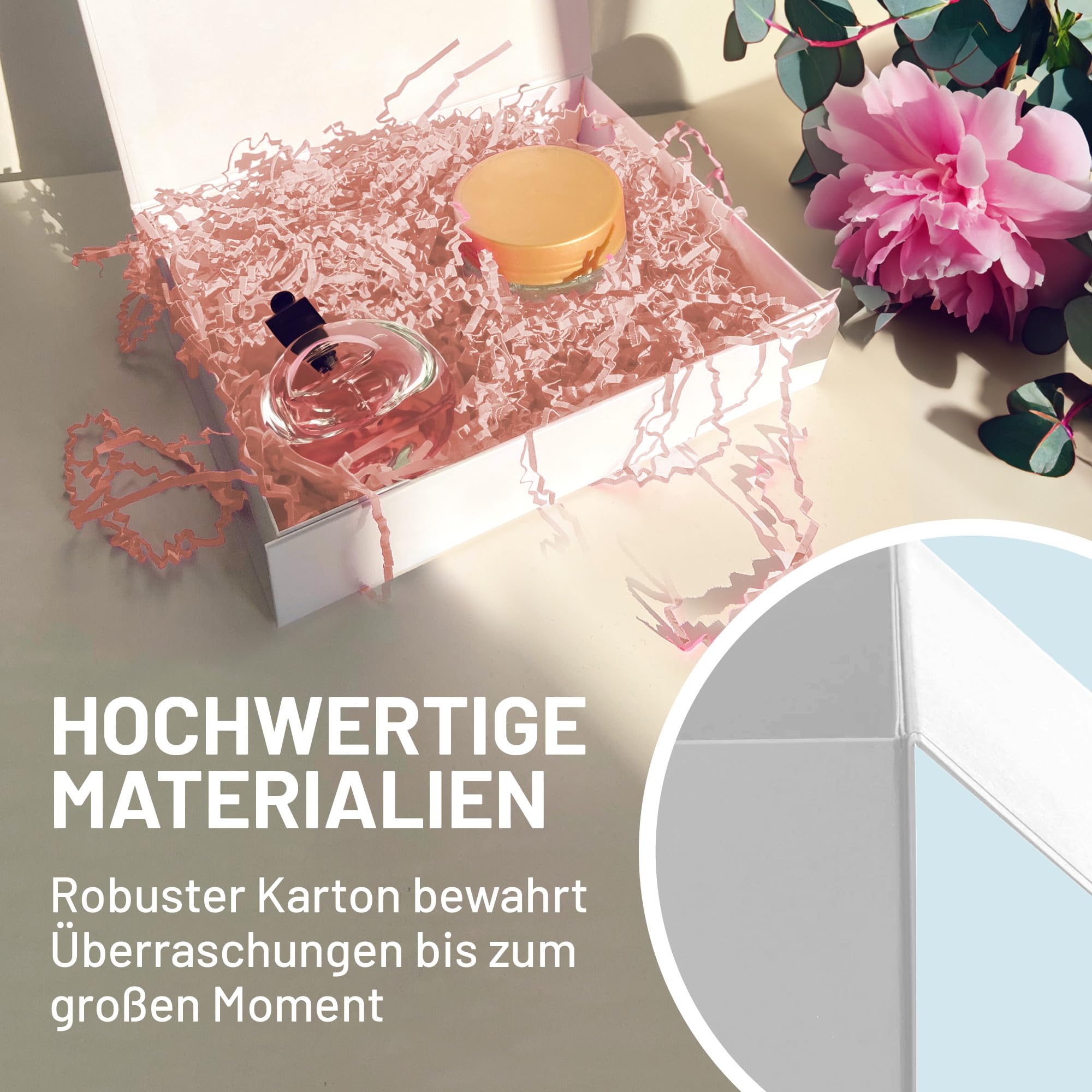 Geschenkbox mit Deckel und Magnetverschluss 45x35x20cm für Geburtstage, Hochzeiten, Weihnachten und Geburten in Weiß