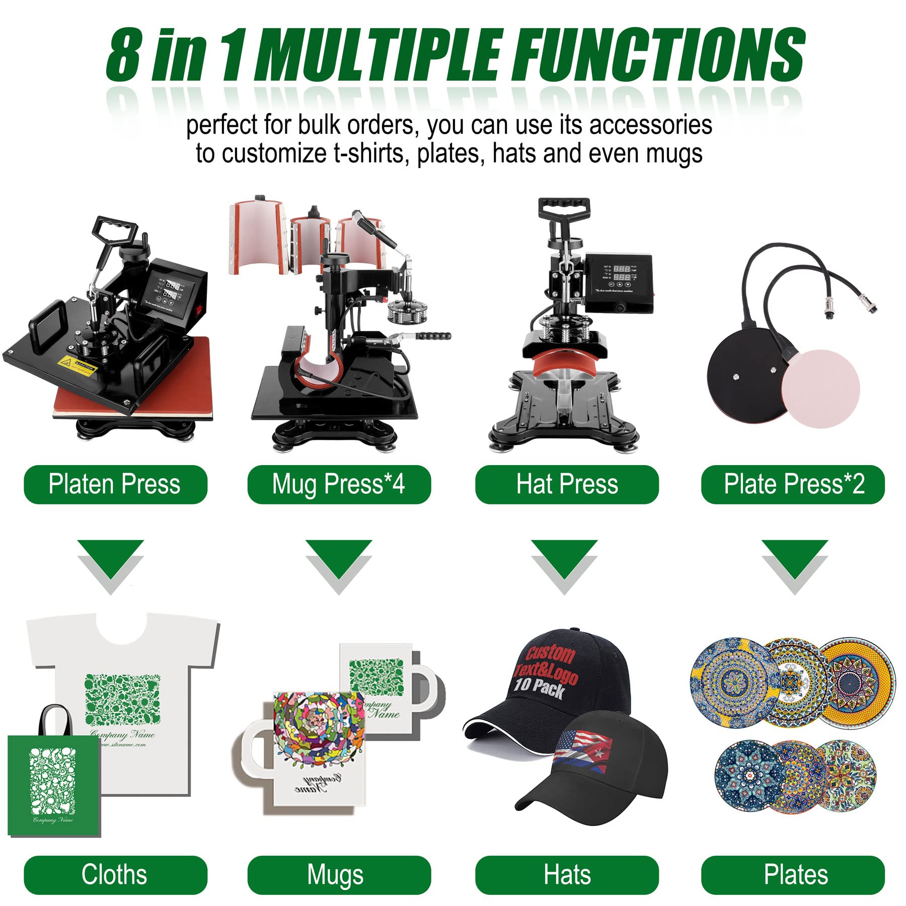 Máquina De Prensa De Calor 8 En 1, Máquina De Prensa
