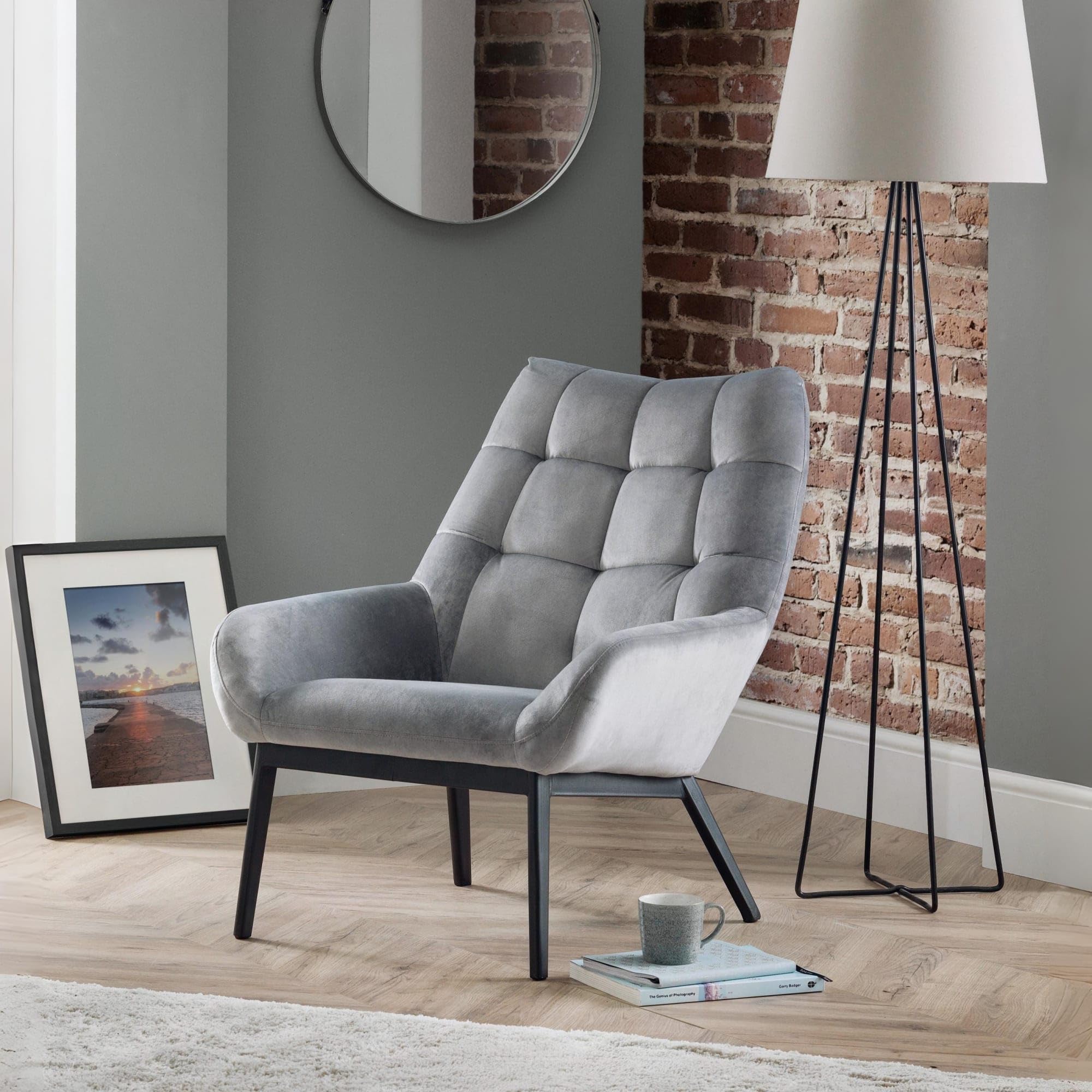 Julian Bowen - Lucerne Accent Chair - Velvet - Grey