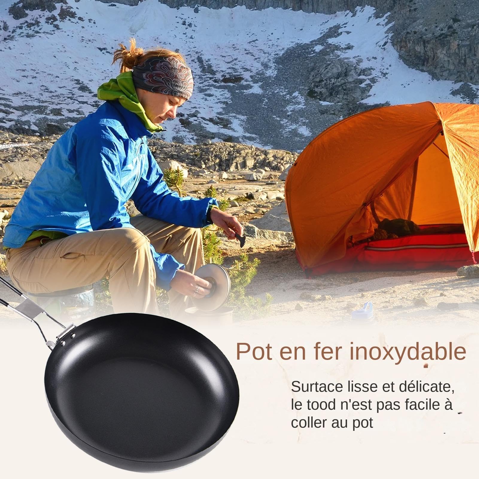 Poêle pliante pour l'extérieur | Poêle de camping pliante | Poêle extérieure pliable | Poêle pliante compacte, batterie de cuisine d'extérieur pliable, poêle de camping avec poignée pliante