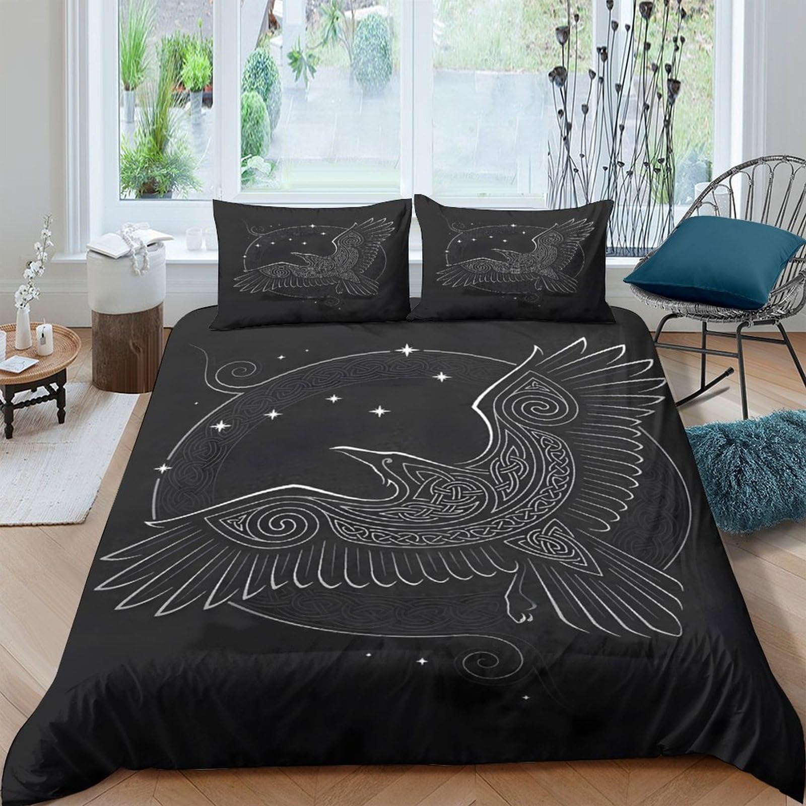 Ctjqhvkz Style-2 3D Printed Black Bird Constellation Fitted Sheet Microfiber Soft Bed Cover For Bedroom Guest Room Easy Clean Single（135X200cm）