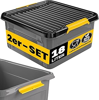 Sponsored You’re seeing this ad based on the product’s relevance to your search query.Learn more about this advertisement Monzana 2 x Storage Box 18 L with Lid 40 kg Load Capacity Plastic BPA Free Click Closure Stable Flexible Stackable Opaque Cellar Garage Box