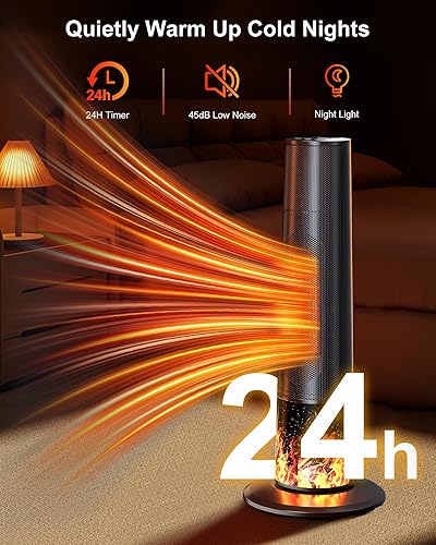 Miniatura 5 de Calentador de espacio, calentadores eléctricos de 1500 W, cerámica PTC, portátil para interiores, llama 3D, temporizador de 12 horas, control
