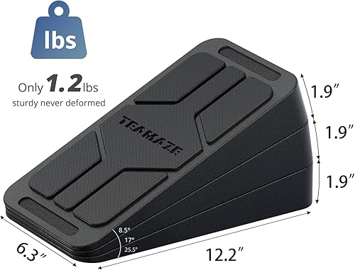 Miniatura 3 de Teamaze Tabla inclinada para estiramiento de pantorrillas, 6 paquetes de ángulos ajustables de goma antideslizante, equipo de estiramiento de cuña