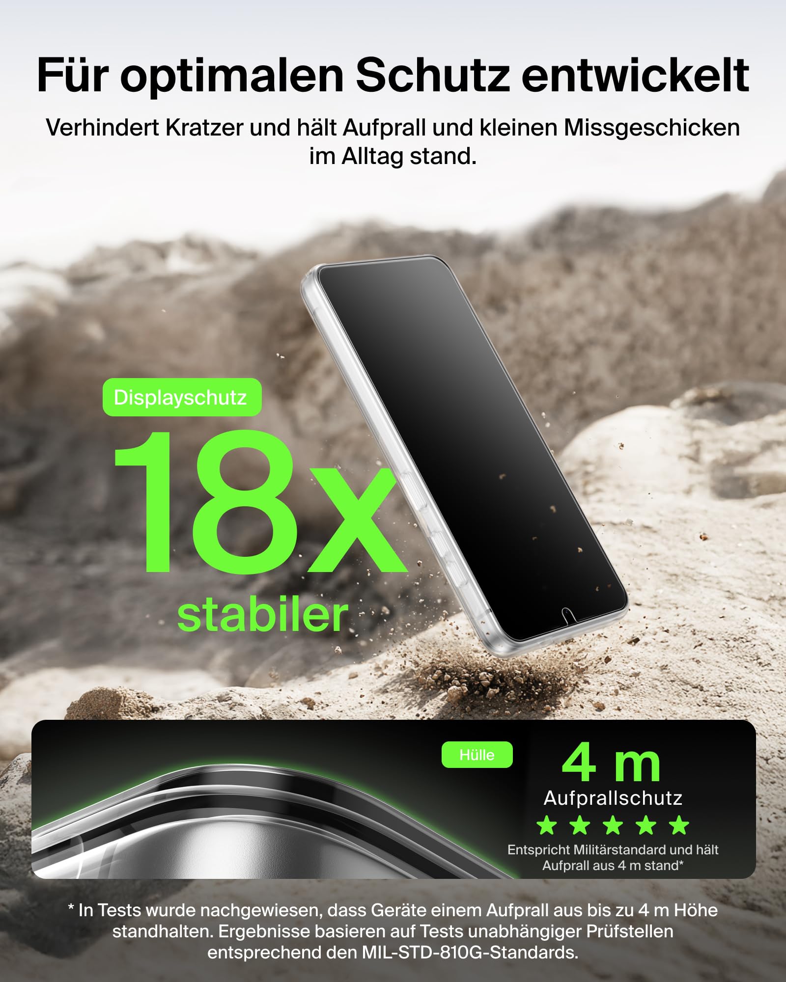 Belkin ScreenForce Titan 3 in 1 Handyhülle für Samsung Galaxy S26, Kratzfeste Schutzfolie und Anti-Reflex Kameraschutz, Folie und Stoßfeste Hülle mit Aufprallschutz bei Aufprall aus 4 m Höhe