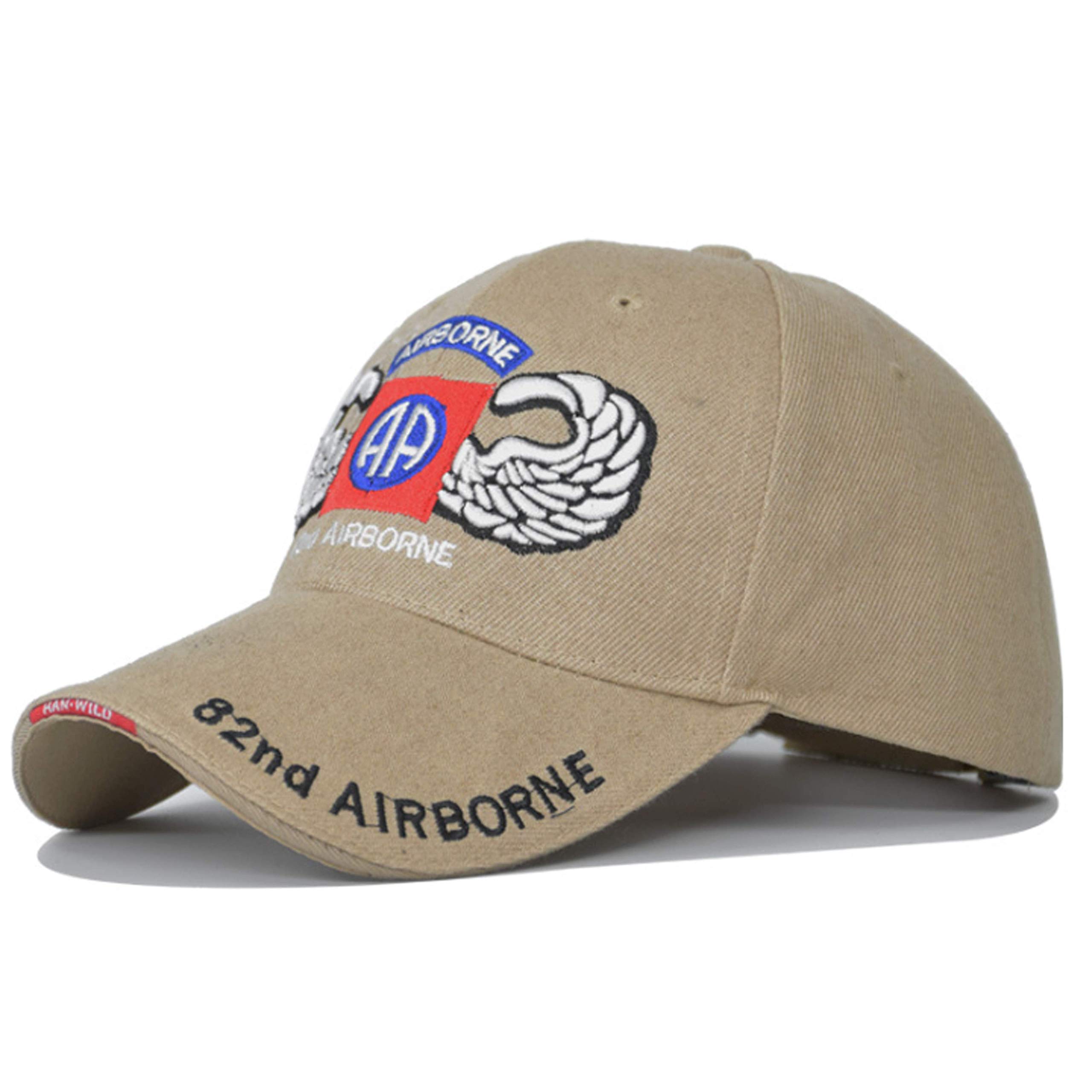 82nd Airborne Division Jump Wings hat Embroider Baseball Cap hat Adjustable Cap Dad Hat One Size Khaki