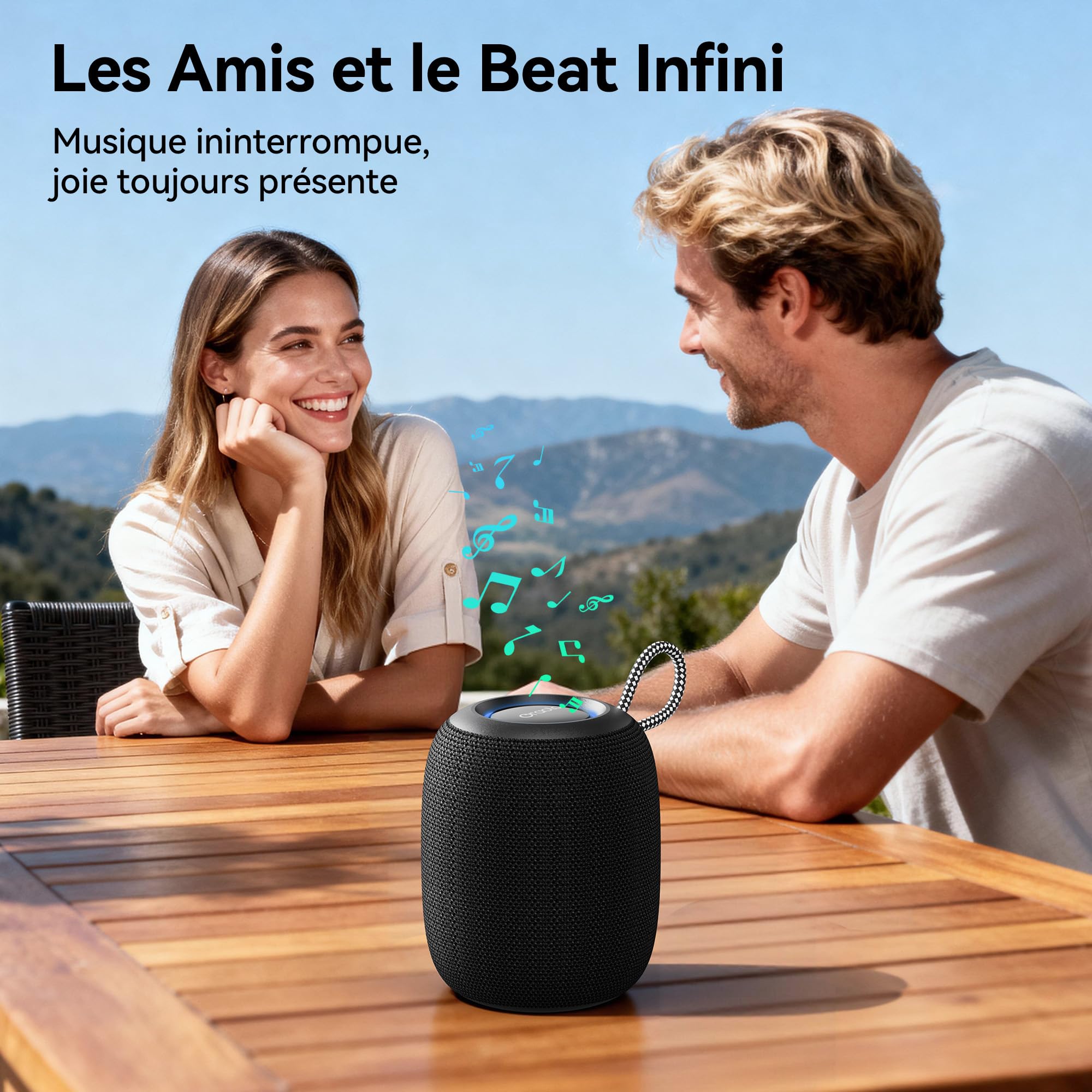 oraolo Mini Enceinte Bluetooth Portable, étanche IPX7, Haut Parleur sans Fil 15W, Bluetooth 5.3 Enceintes Puissant avec Appairage TWS, pour Soirées Plage Randonnées Voyage