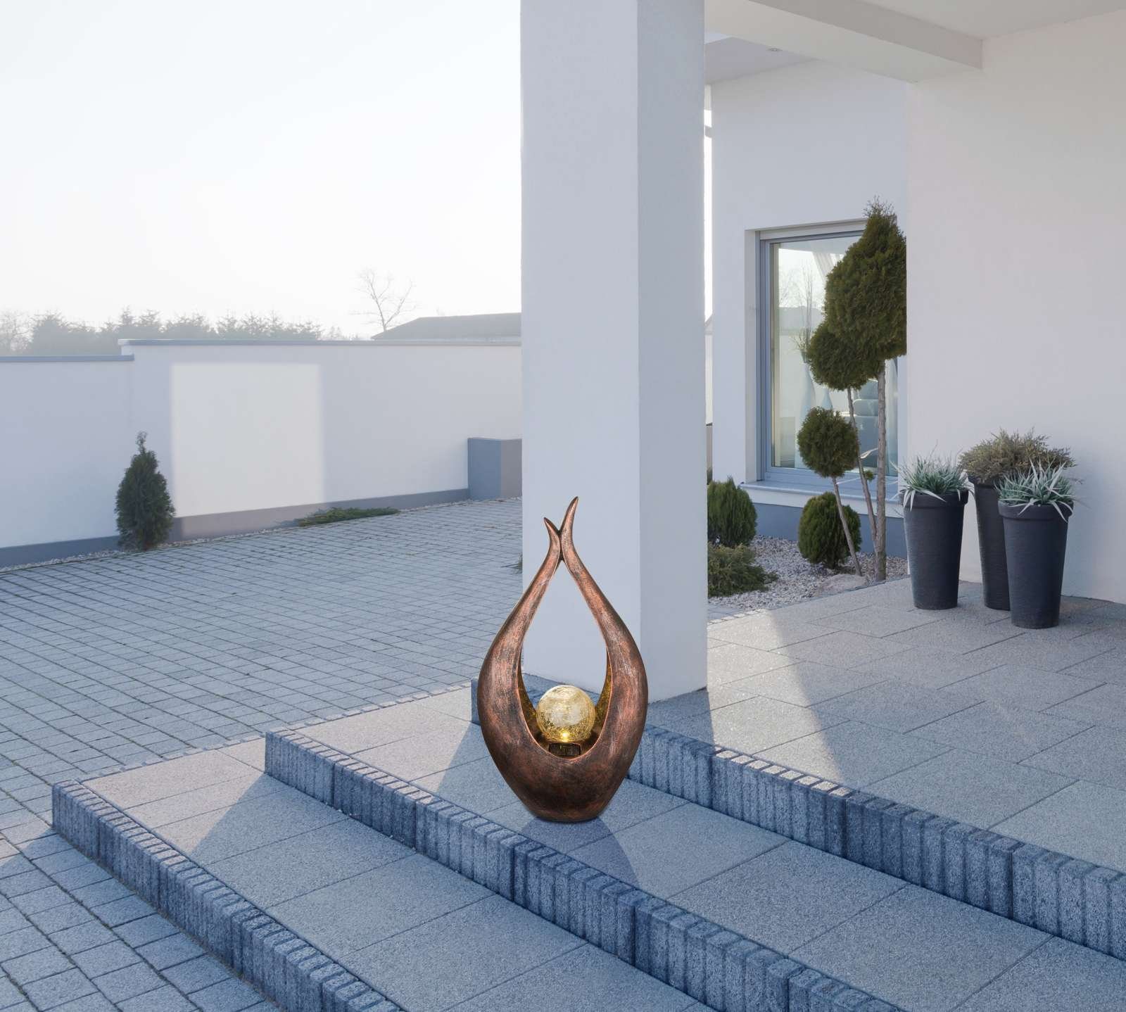 Lampe solaire LED Crackle Bronze clair