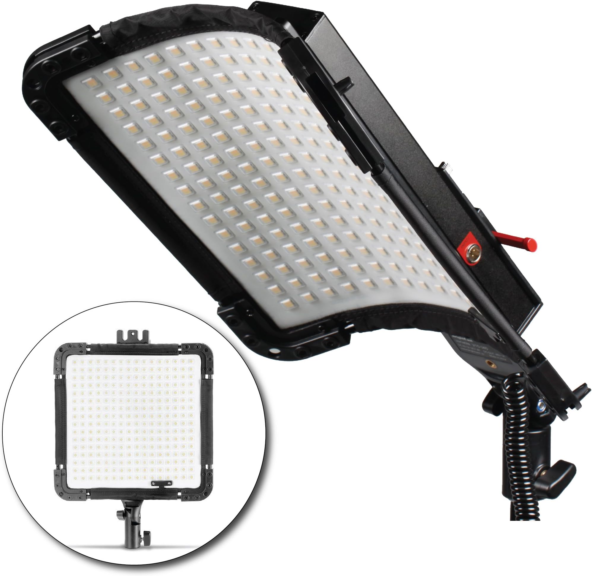 BrightCast LED Panel with AC Adapter: Water Resistant, 12x12in, Flexible, Rugged, 256 Bi-Color Chips, Daylight & Tungsten, Dimmable, Slim, Ultra Bright Light for Video Movie