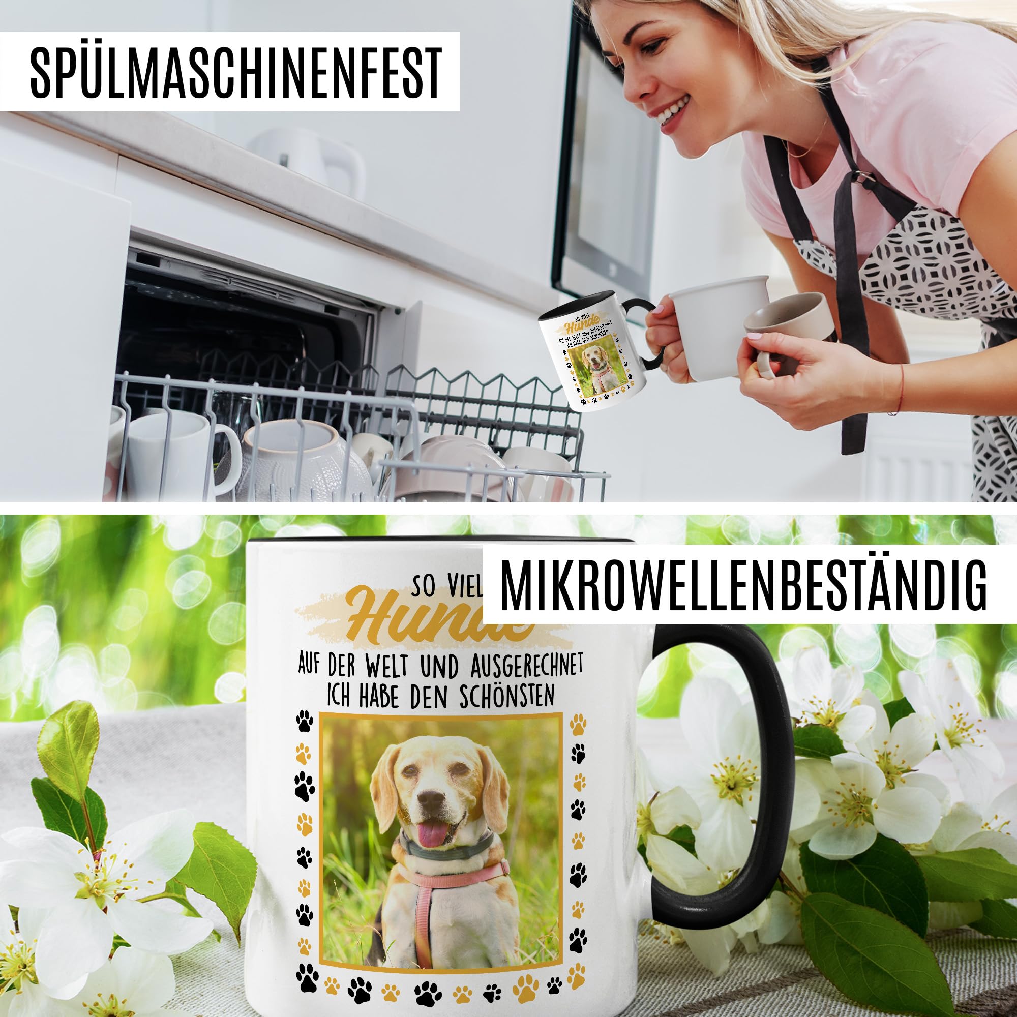 Personalisiert Hunde-Kaffeetasse – Trinknapf Spruch Geschenk Für Hundeliebhaber (Weiß/Schwarz)