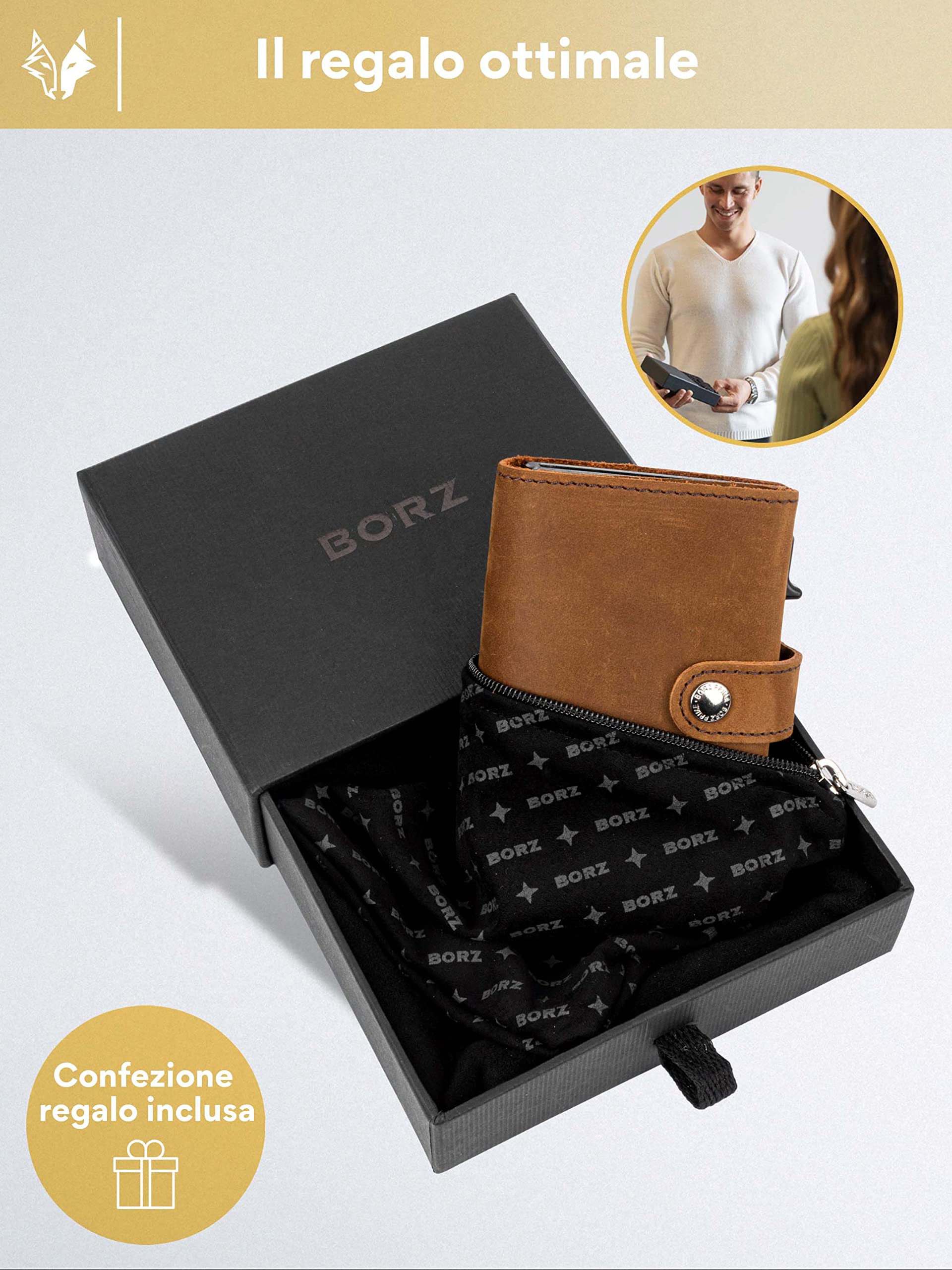 Portafoglio Slim Limitato con e senza scomparto per monete, Chip NFC e carta di visita digitale, Custodia per carte RFID per uomini e donne.