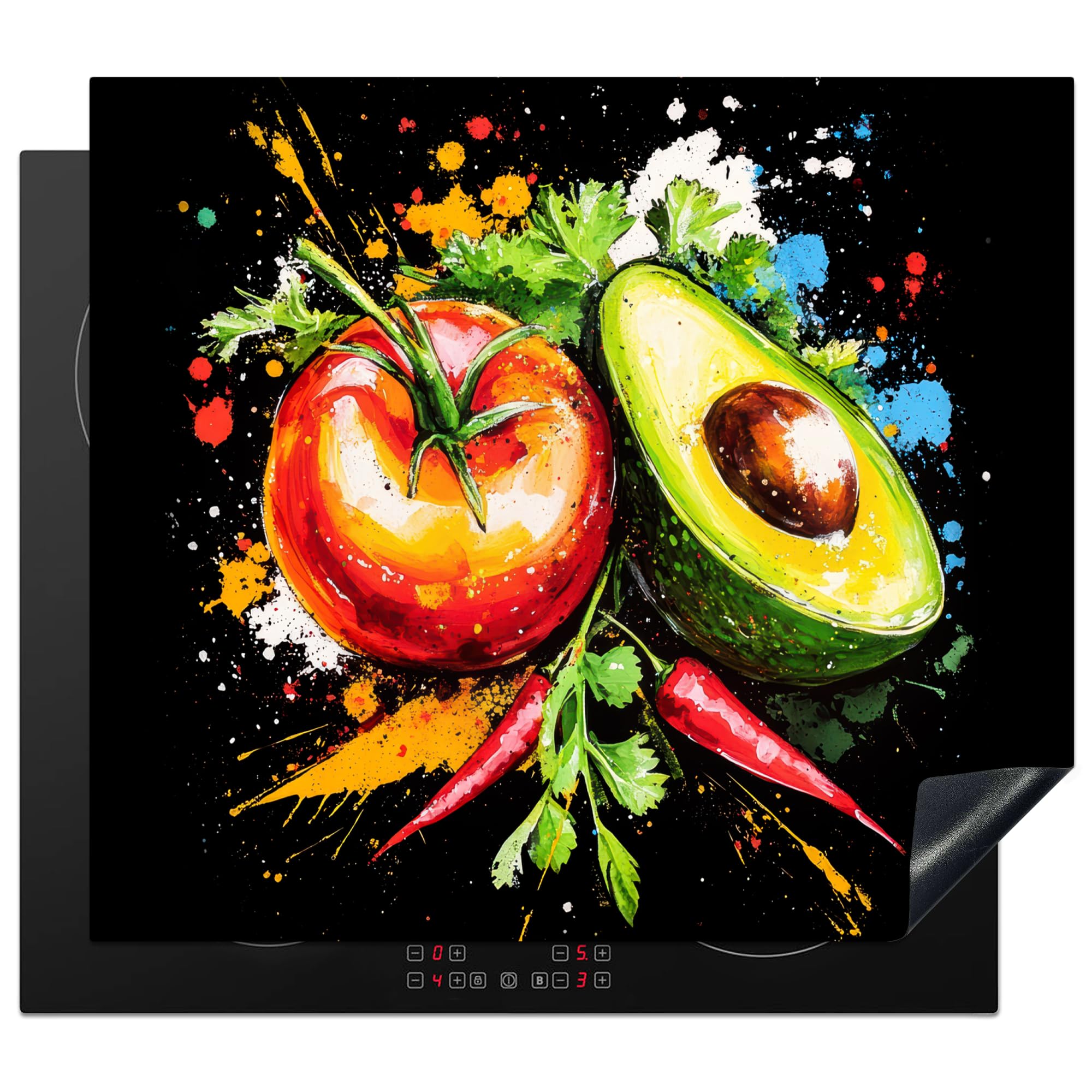 Protège Plaque Induction KitchenYeah 60x52 cm déco avocat poivron vitroceramique