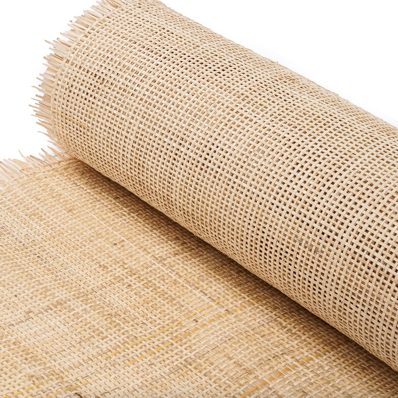 18" Width Square Rattan Cane Webbing Roll 3 Feet for Caning Projects Fine Radio Net Mesh Pre - Woven Open Mesh Cane Cane Webbing Sheet Natural Rattan Cane Webbing Roll for Cabinet Chair (3 Feet)