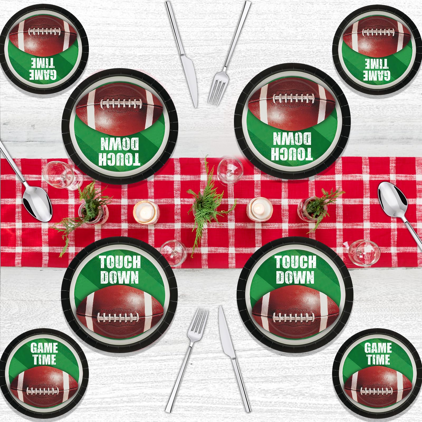 Aixuler Juego de 40 platos de papel desechables para fiesta de fútbol, para fiestas, alimentos, cenas, postres, cumpleaños, vajilla, decoración, incluye 20 platos de 9 pulgadas y 20 platos de 7