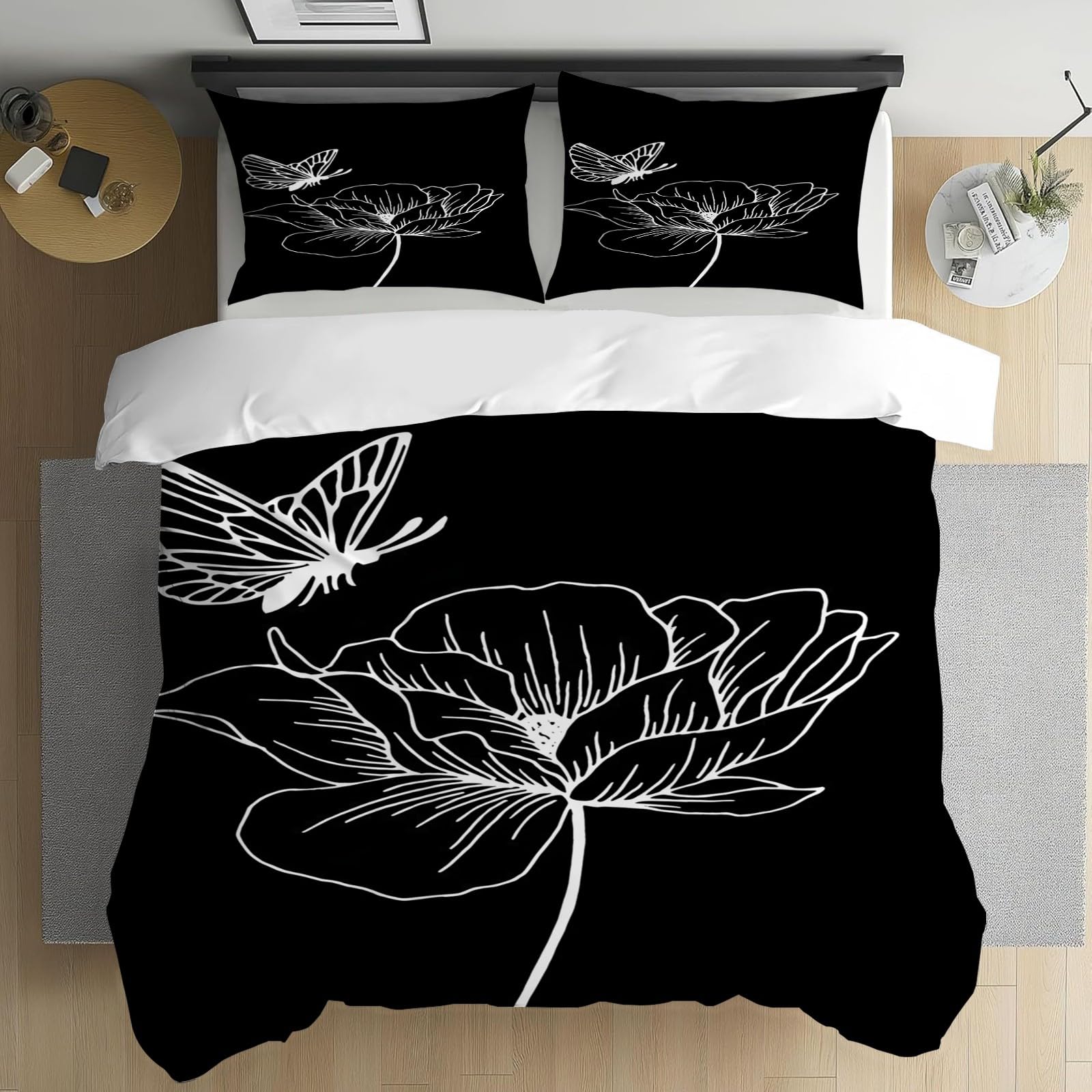 Housse de couette 200x200 infroissable en microfibre pour lit deux personnes AQ#25
