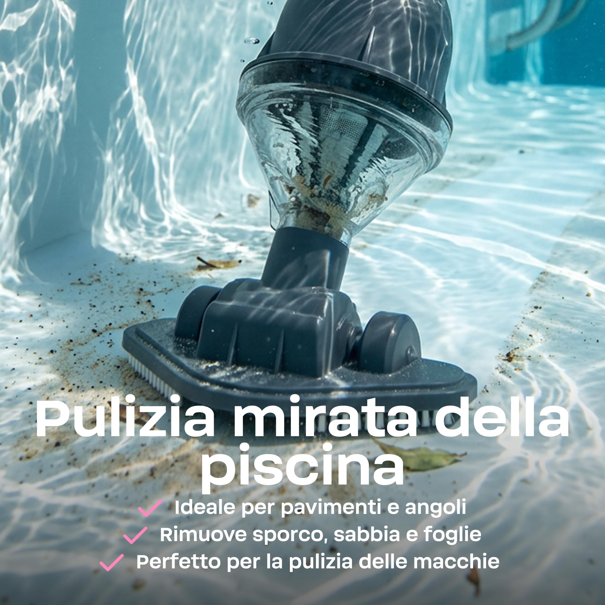 BWT Aspiratore Piscina ES02 [NUOVO 2026] | Pulitore a Batteria Senza Fili | 30min Autonomia | 2000 mAh | Per Piscine e Spa fino a 10000l | Ricarica USB | Aspirapolvere senza fili, 30 minuti di autonomia, 2000 mAh, per piscine idromassaggio fino a 10000 l,
