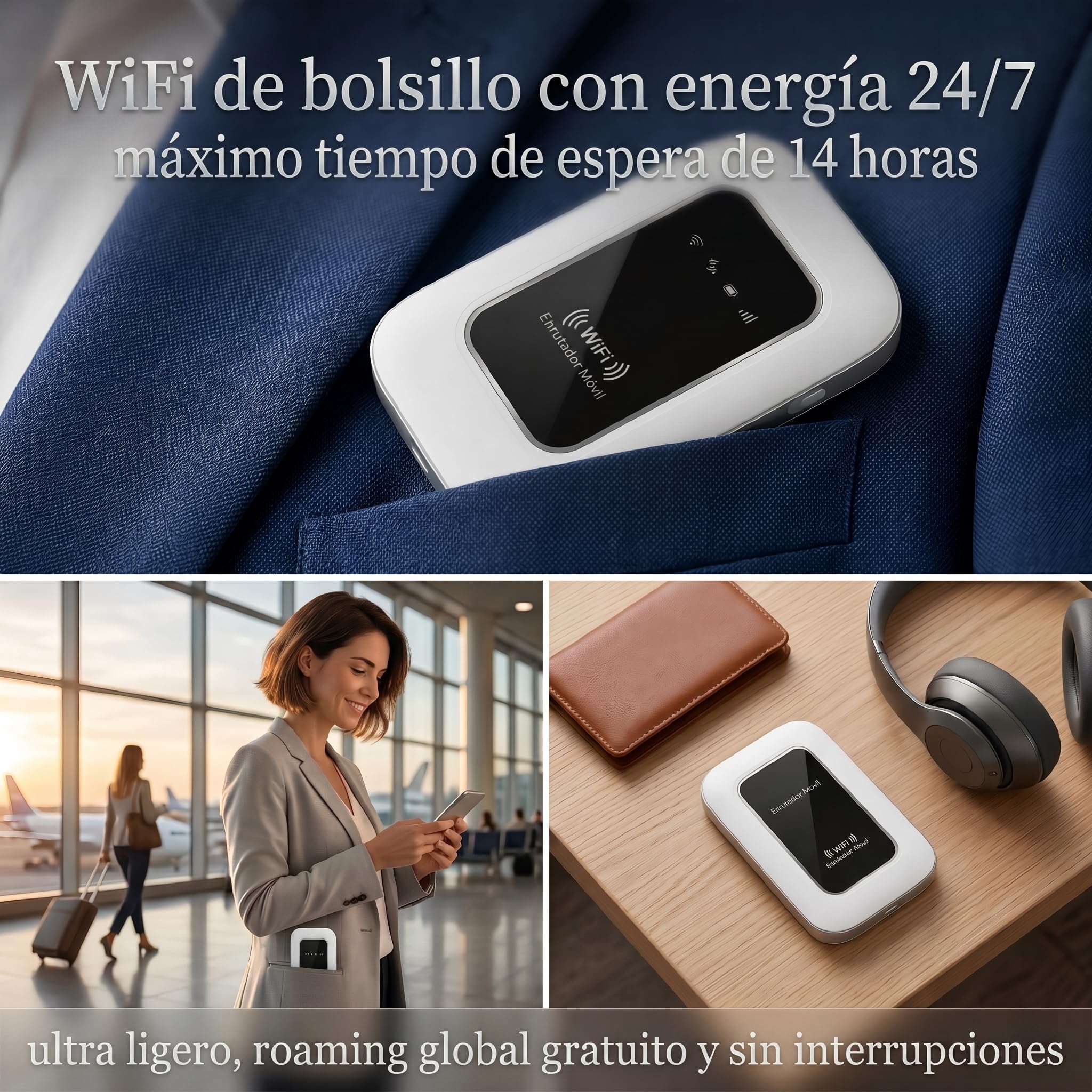 Router WiFi 4G+ Portátil,WiFi portatil,Router portátil WiFi de Alta Velocidad Hotspot Mini Router móvil,Router 4G+ sim Portatil-Batería de 2100 mAh-Ideal para Viajes y Teletrabajo