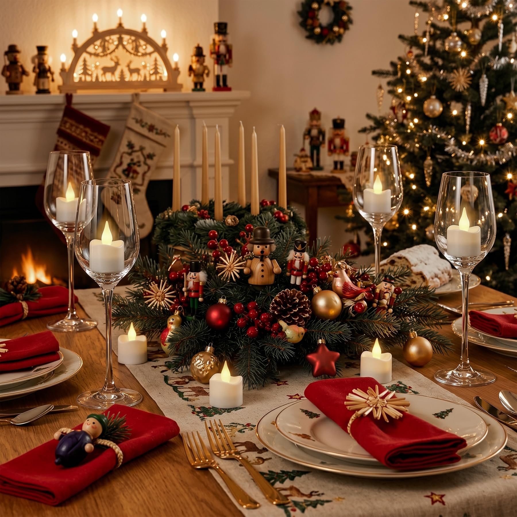 sylvwin 12 Stück Wiederaufladbare LED Kerzen, LED Teelichter mit Fernbedienung Timer, Warmweiß Dimmbar Elektrische Kerzen mit Ladestation für Hochzeiten Party Zimmer Wohnzimmer Weihnachten Deko