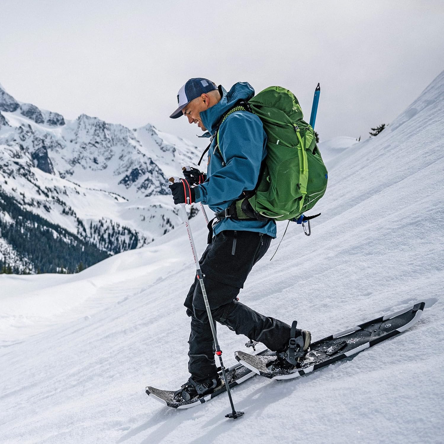 Crescent Moon Snowshoes Denali 37 - Mens Powder Backcountry Snowshoes, Perfect for Deep Snow and/or Large Men, Supports Up to 300 lbs in Powder and Up to Shoe Size Men's 15