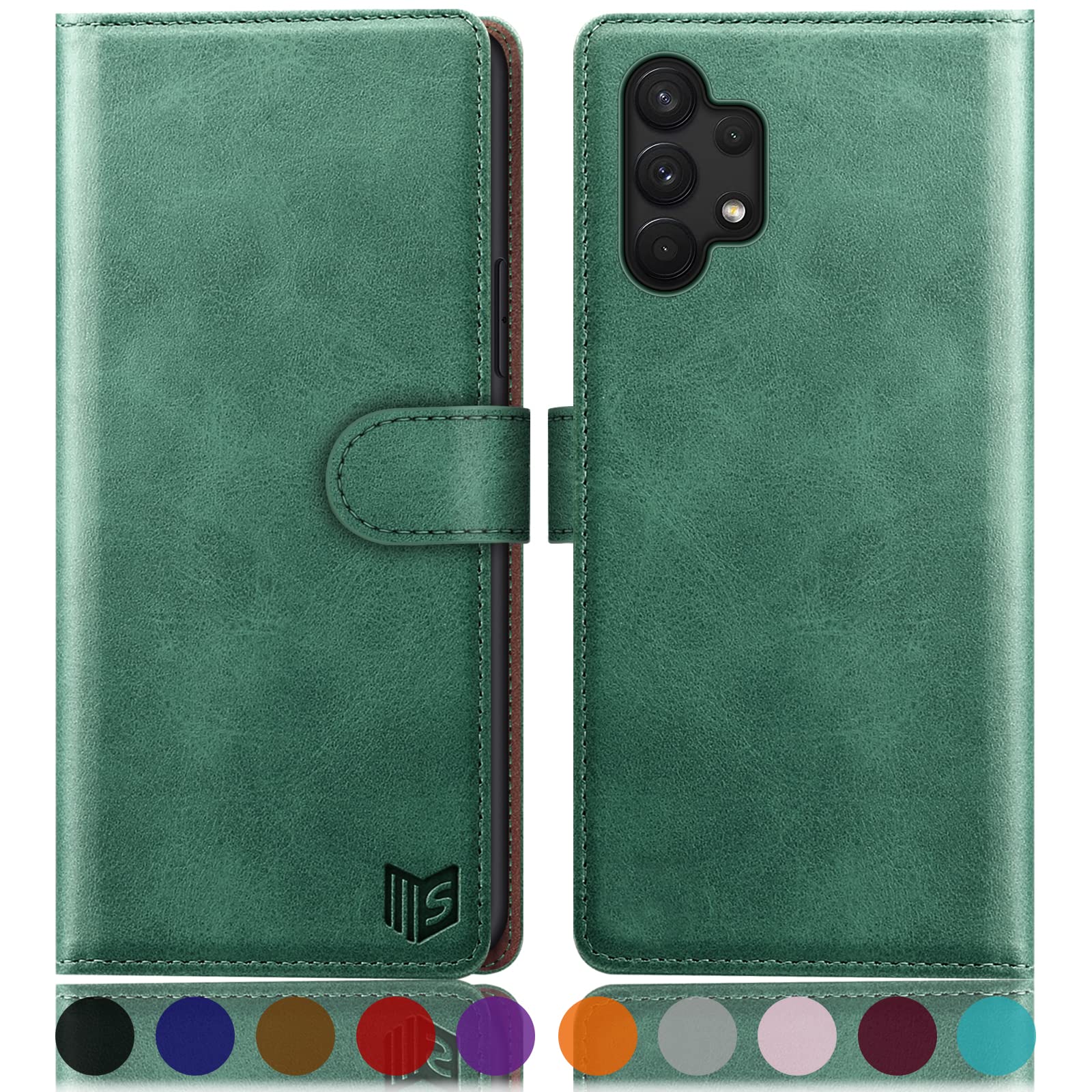 SUANPOT for Samsung Galaxy A13 5G/4G/A04/A04S 4G Wallet case with RFID Blocking Credit Card Holder,Flip Book PU Leather Protective Cover Women Men for Samsung A04S Phone case Sea Green