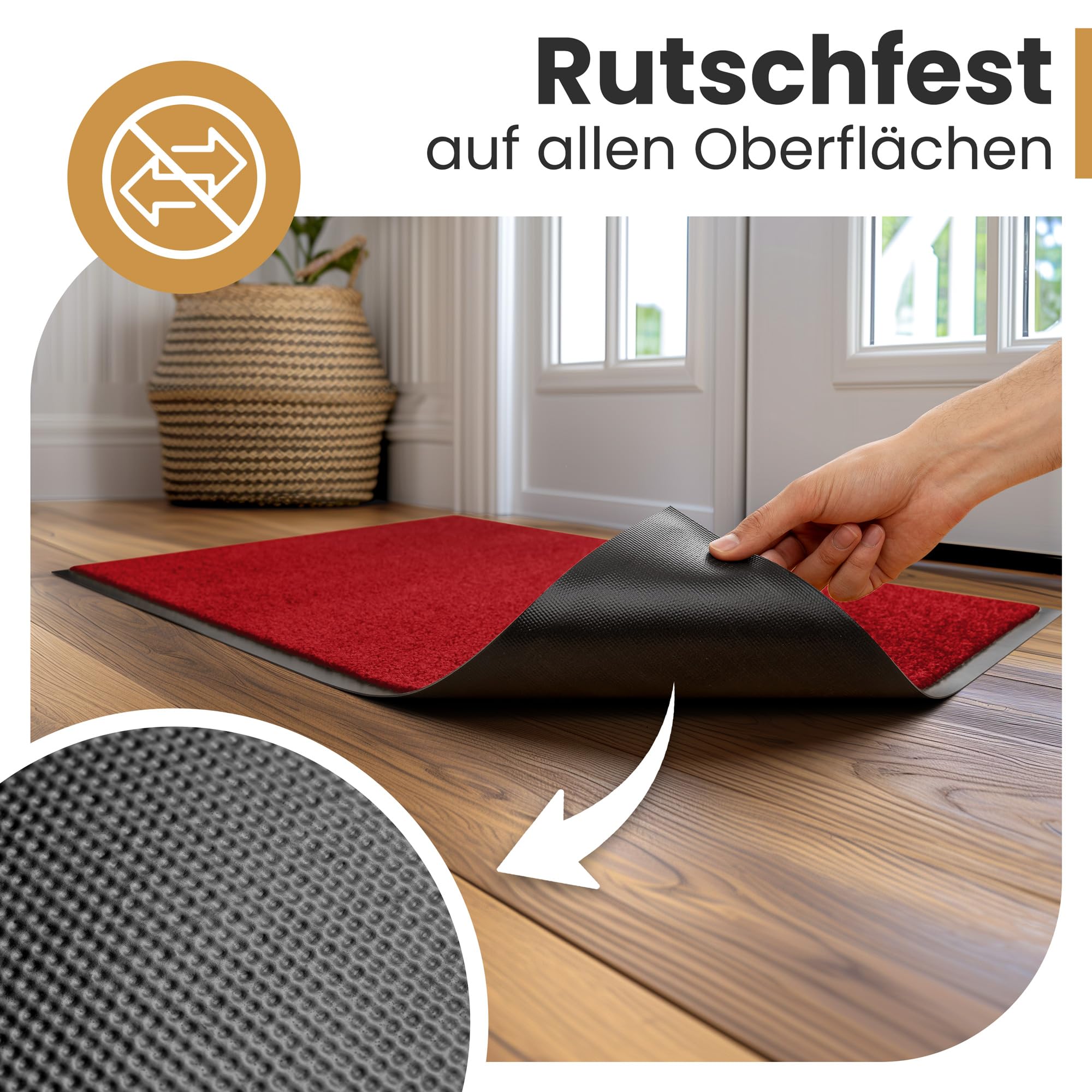 Bodenständig Pulito da fulmine: lo zerbino definitivo per interni – rosso in parte superiore in tessuto assorbente 90 x 150 cm, perfetto come zerbino per interni ed esterni coperti.