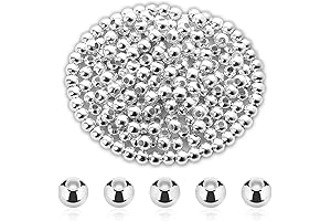 200 Pack Silver Spacer Beads with Hole | Stainless Steel Plated Round...