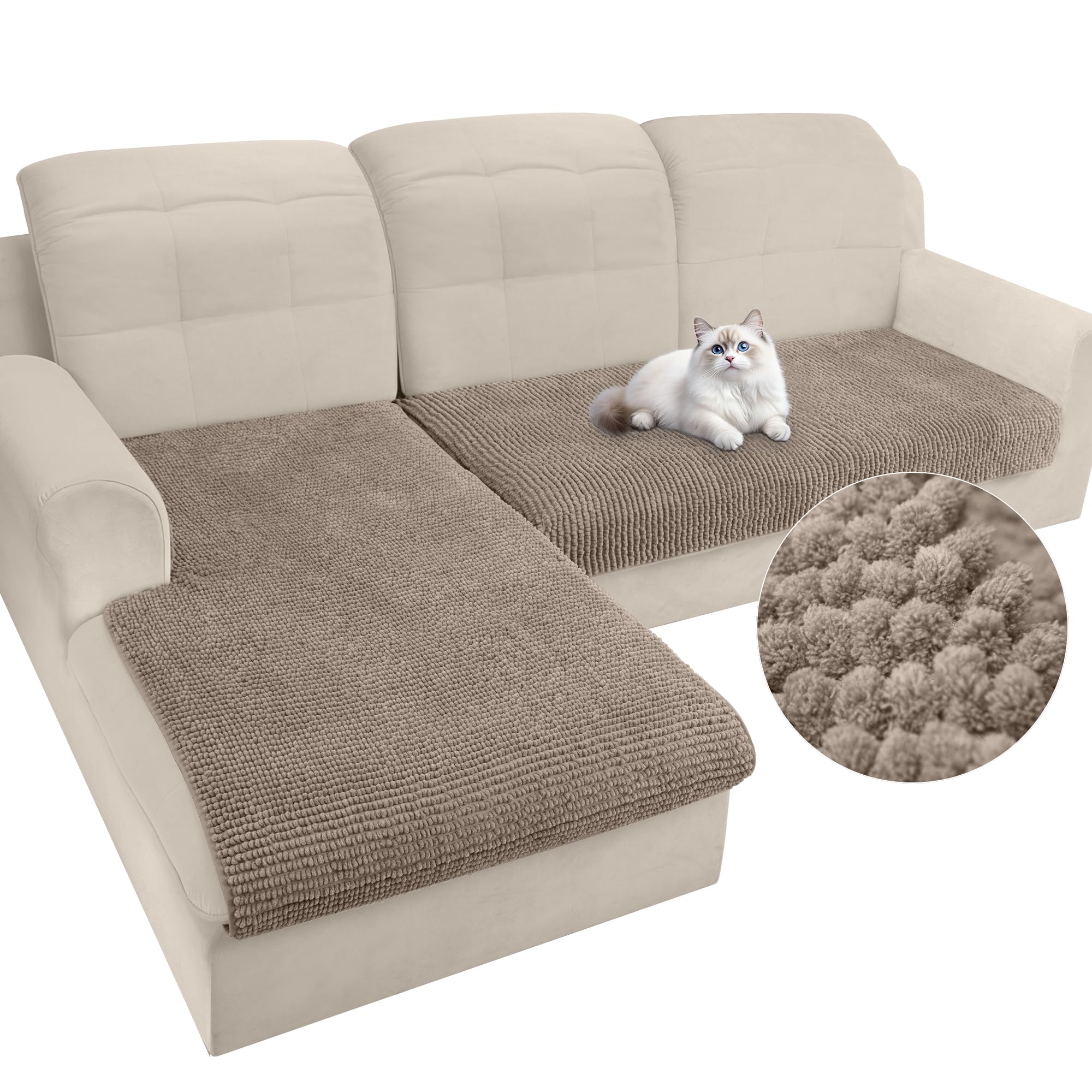 Housse de canapé d'angle en peluche chenille douce taille L