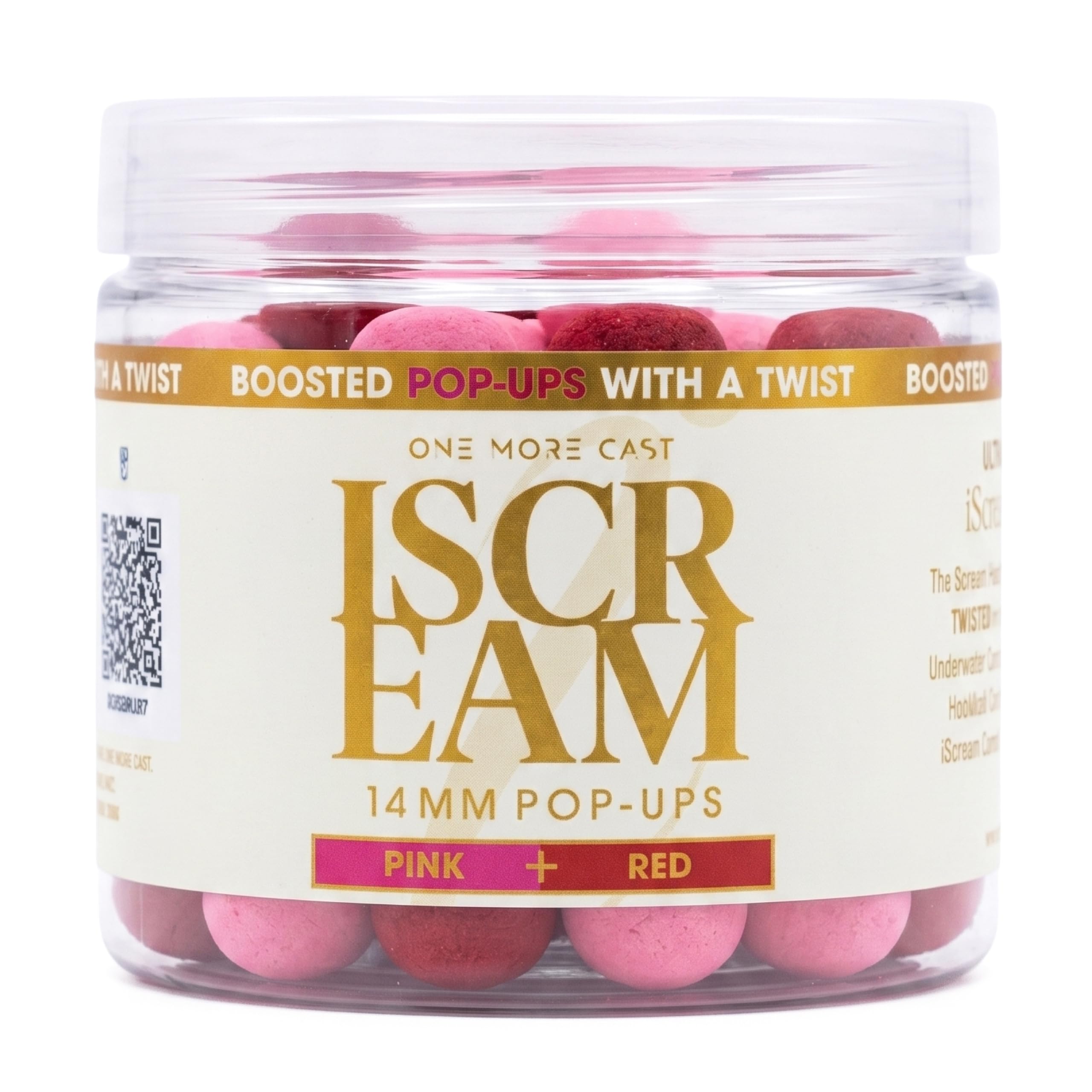 OMC iScream Boosted Fluoro Pop Ups 14mm - Carp Hookbait 200ml Tub