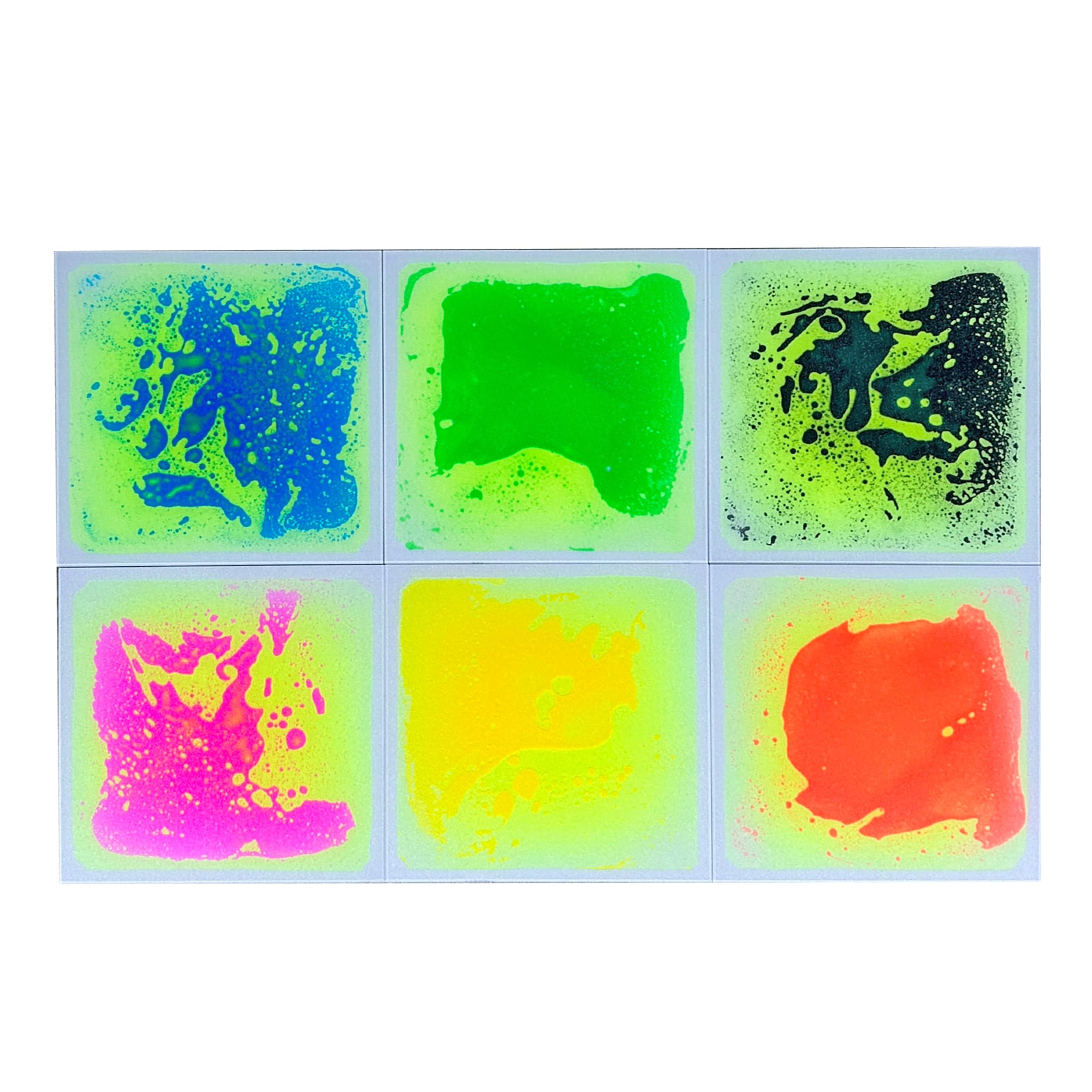 MagicMeadow UV Liquid Sensory Tiles | Liquid Sensory Room Equipment for Children, Autism Friendly Sensory Floor Tiles | Lava Floor Mats Special Needs Support | Set of 6