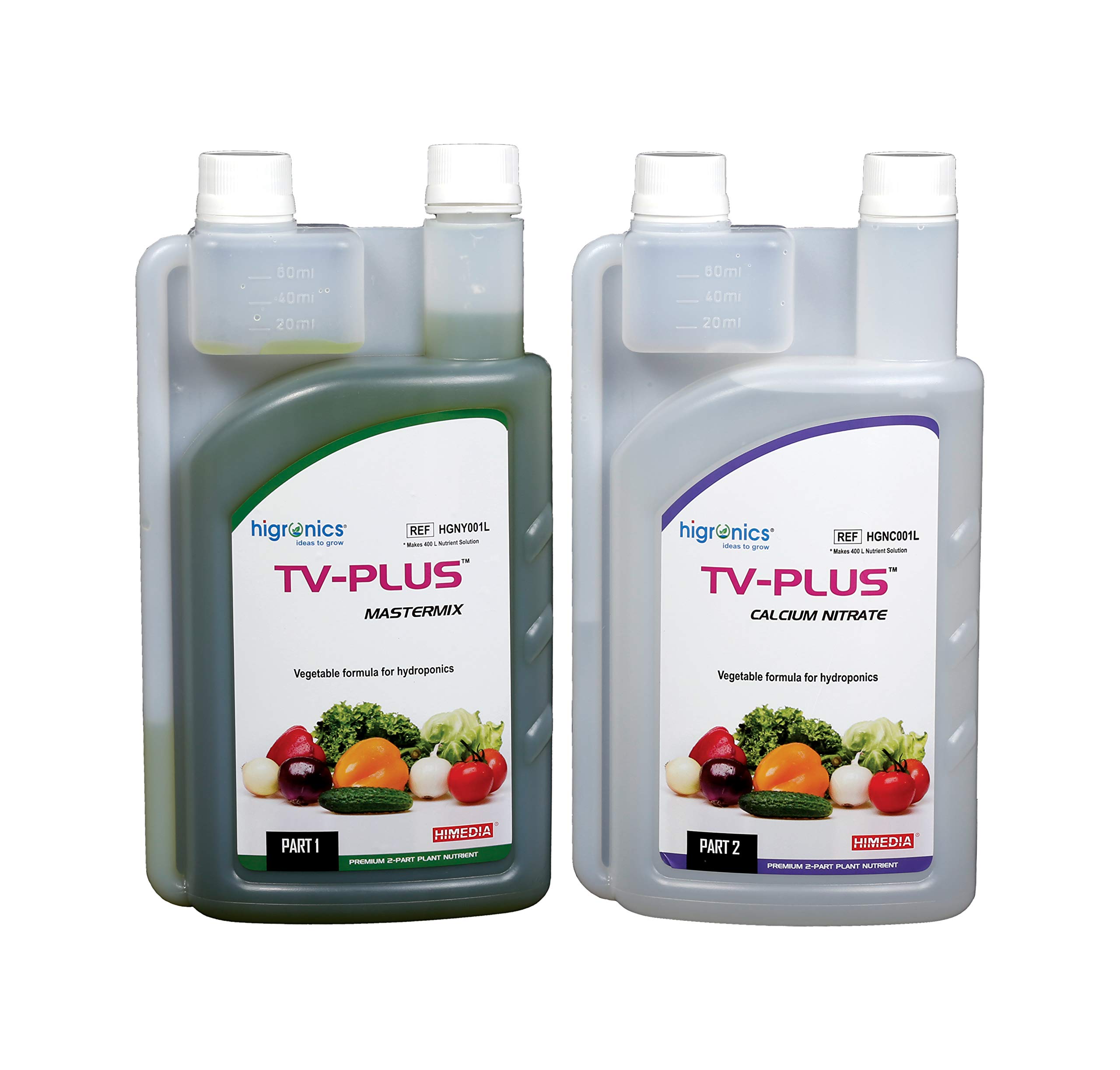 Hydroponics Nutrients TV - Plus ™ -500ml (2 Part Liquid 400X (400 Time Concentrate) Plant Nutrients) -Makes appox 2500 Liter Designed for Green Leafy and Fruit Vegetable