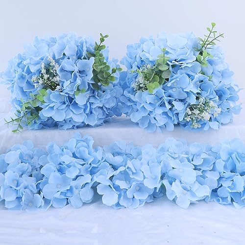 Miniatura 3 de AVIVIHO Paquete de 40 flores artificiales de hortensias azules, flores falsas de seda de hortensia sintética con tallos, perfectas para bodas,