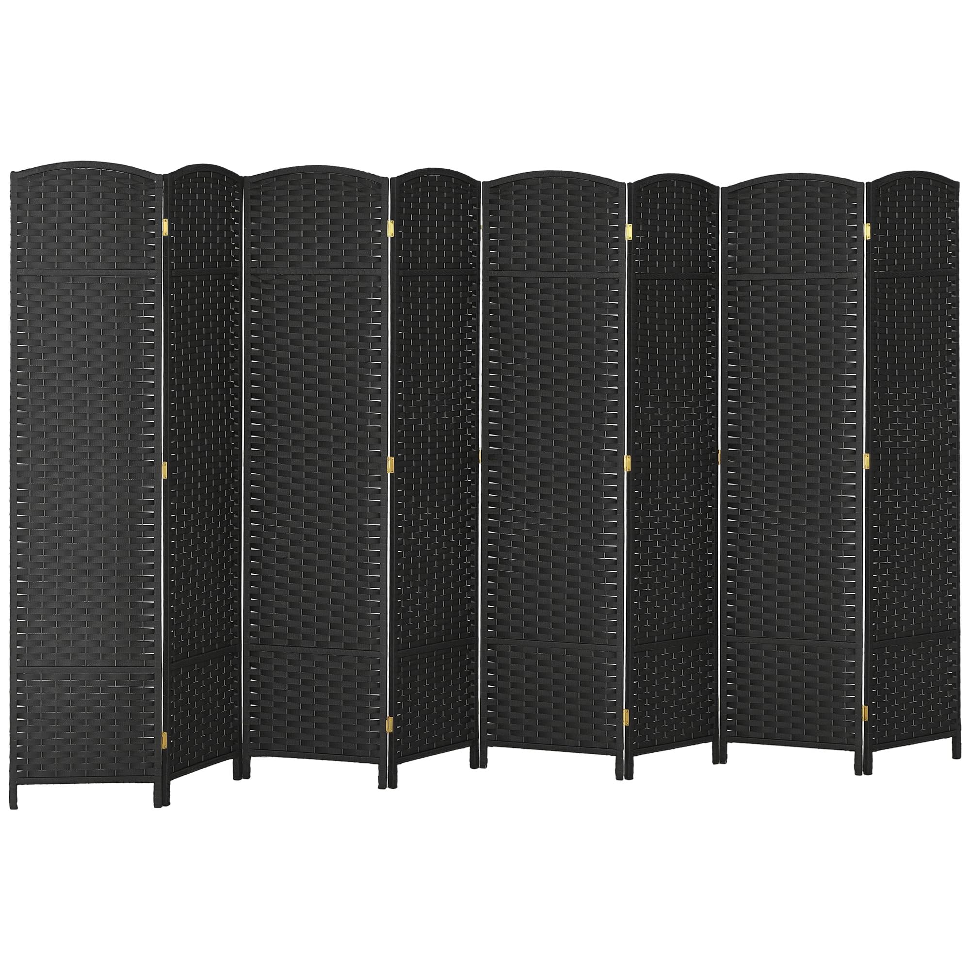 HOMCOM Room Divider, 8 Panel Folding Privacy Screen, 5.6' Tall Freestanding Wall Partition for Home Office, Bedroom, Black