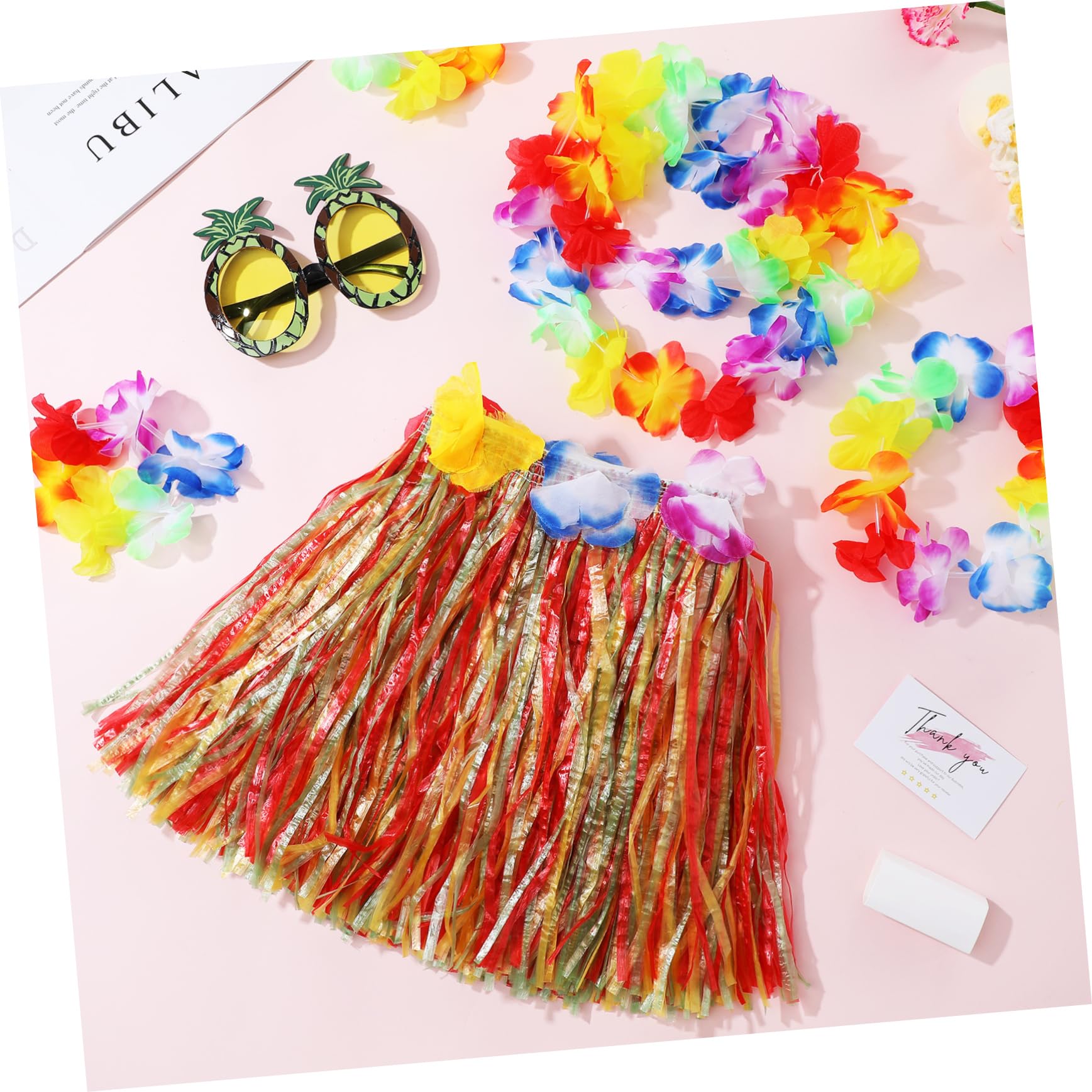 minkissy Traje De Falda De Hierba Mujer Faldas Para Sol Trajes Dama Fiesta Tropical Favor Condujo Hula Hierba Traje Hawaiano De Las Niñas Guirnalda Luau El Plastico