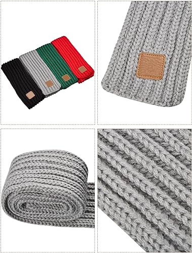 Miniatura 4 de 4 piezas de bufanda de punto para niños, bufanda de invierno de color sólido para niño y niña
