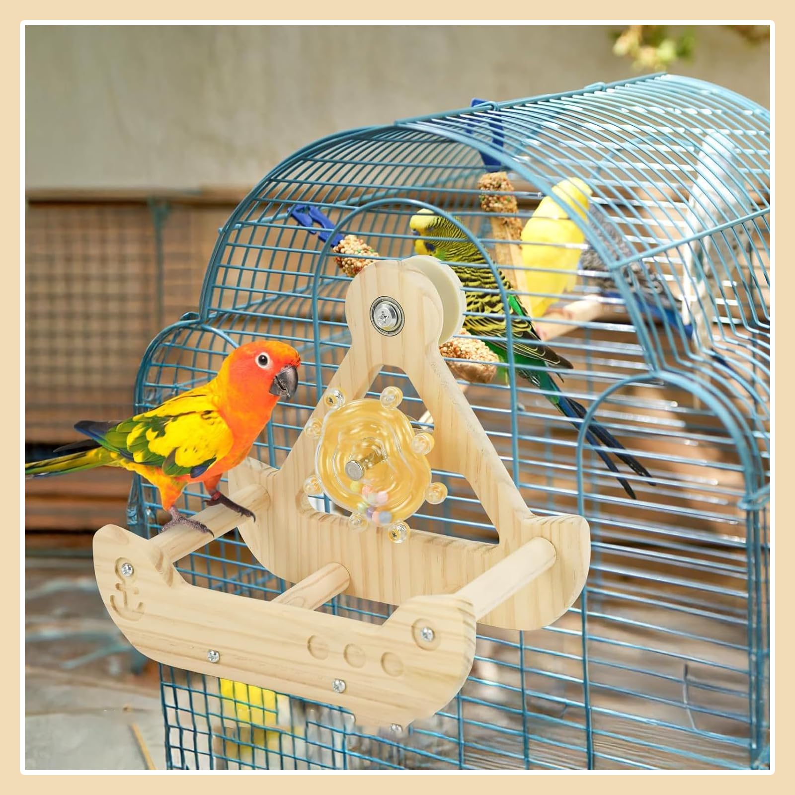 Altalena In Legno Per Uccelli Giocattolo Per Pappagalli Accessori Per Gabbia Per Uccelli Decorazione Gabbia Per Uccelli