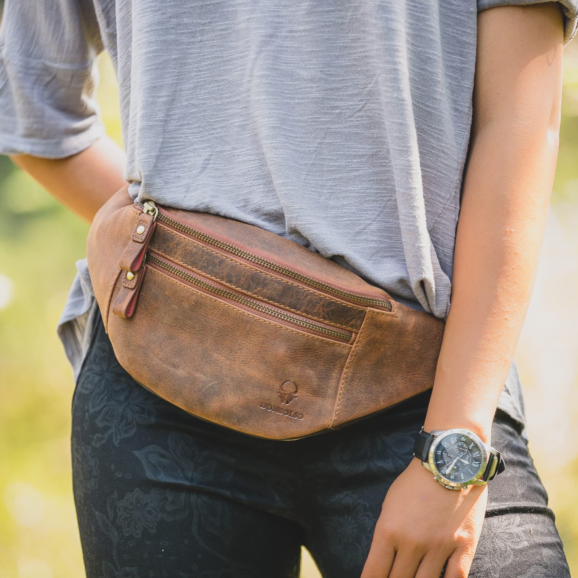 DONBOLSO Marsupio Seattle I Marsupio Uomo Pelle I Borsa Grande Borsello Per Uomo E Donna I Vintage Brown
