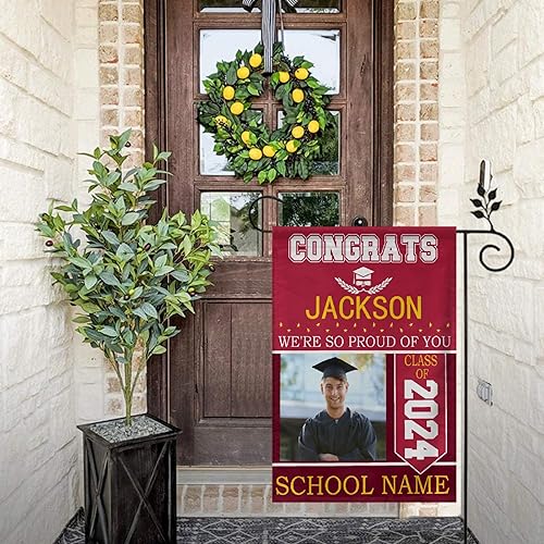 Miniatura 10 de Letrero de graduación personalizado para patio, bandera de jardín de graduación personalizada, letreros de graduación para la clase de 2024,