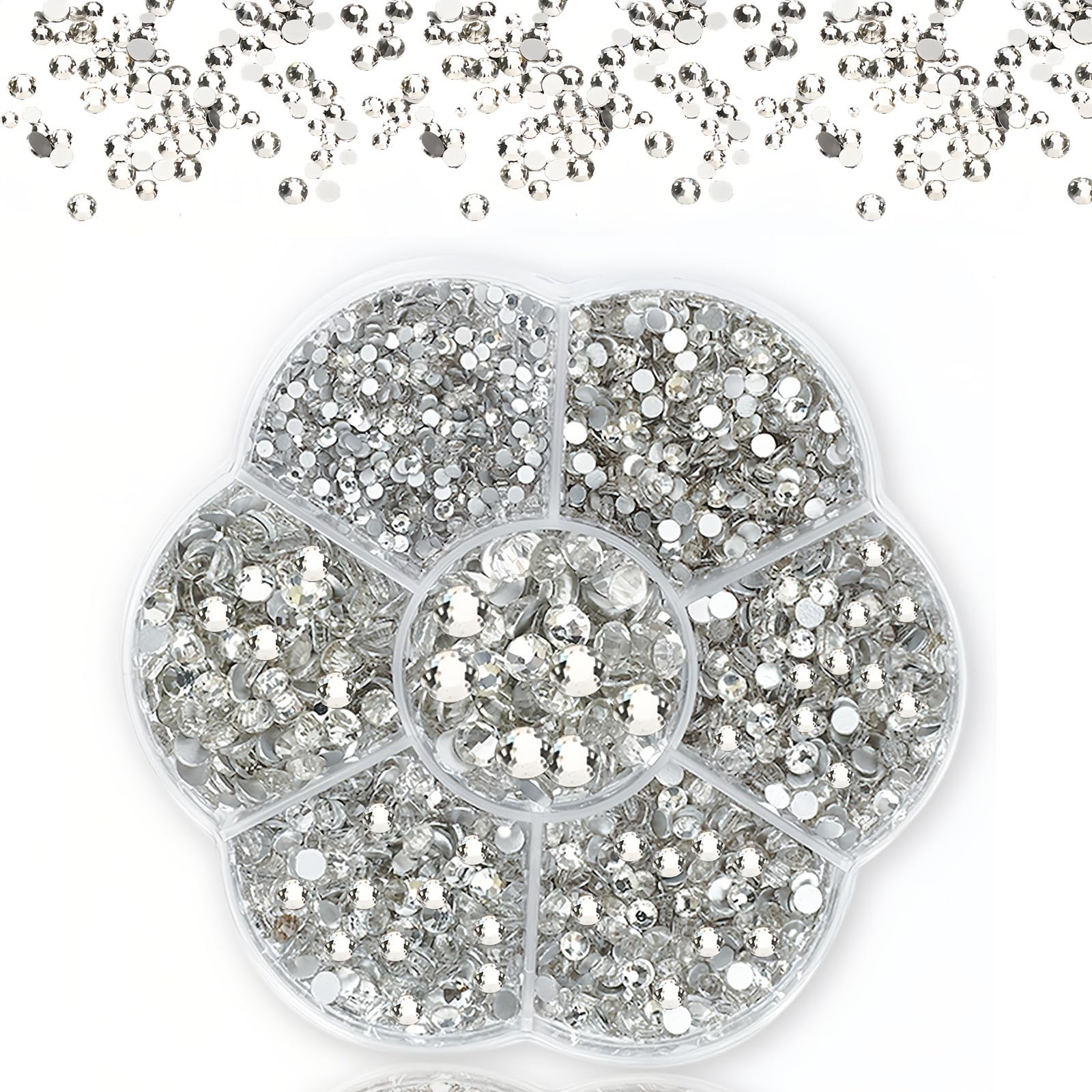 3000 sztuk cyrkonie 7 rodzajów błyskawicy Rhinestone Termoleps Rhinestone Klejenie Rhinestone Szkło Wklej cyrkonie Tekstylia do Ubrania i Obuwie Prezenty DIY (srebrny)