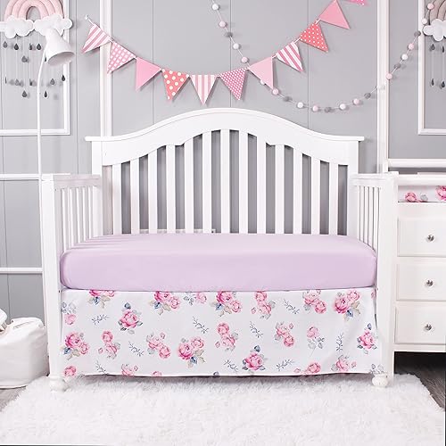 Miniatura 6 de Belsden Juego de ropa de cama floral de 3 piezas para cuna, para bebés, niños y niñas, ropa de cama clásica esencial para guardería, incluye