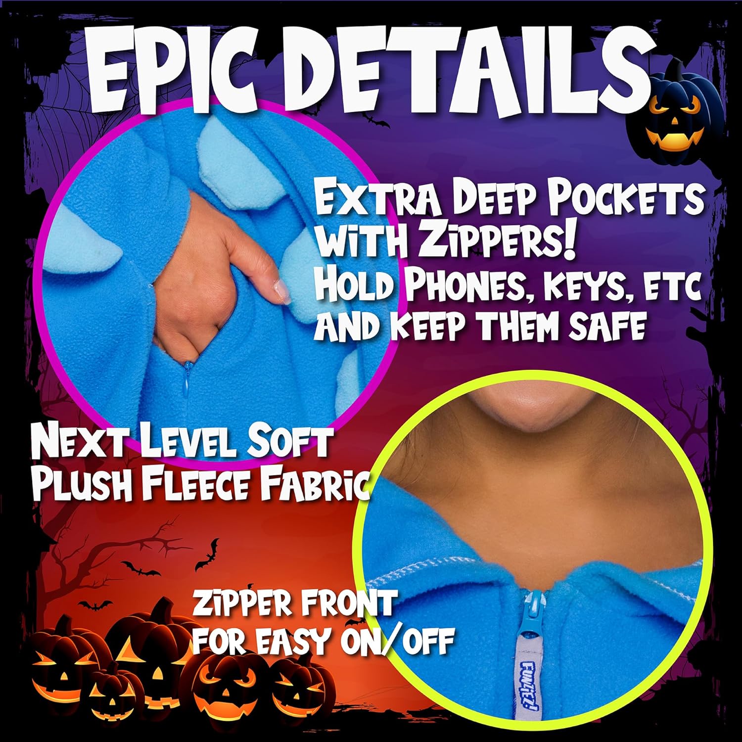 Funziez! Sea Creatures Onesie Lobster, Clown Fish, Hammerhead Shark, Octopus, Squid - Plush Adult Animal Costume Jumpsuit - Image 5