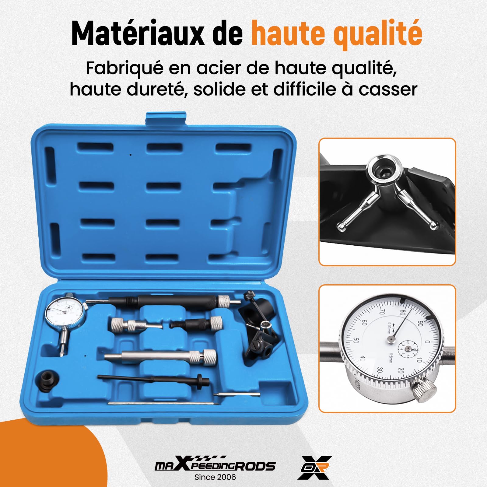 maXpeedingrods Outils pour Un réglage précis de la Pompe d'injection Diesel avec comparateur pour Audi BMW Fiat Renault VW, 10 Pièces Universel Jeu d'outils de réglage comparateur mecanique