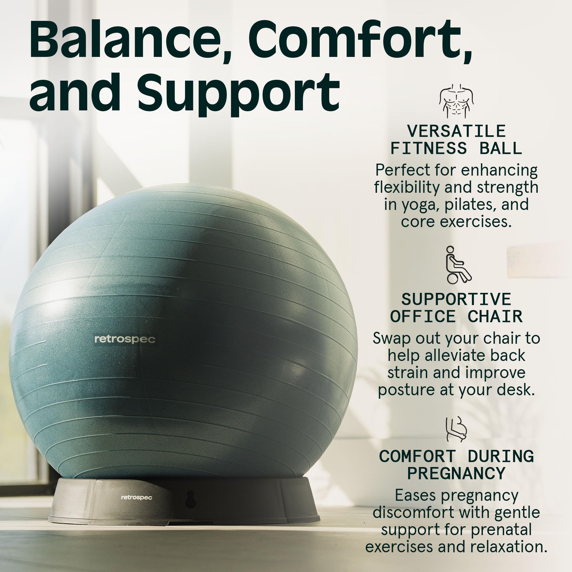Retrospec Luna Gymnastikball & Pumpe mit Anti-Burst Material