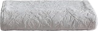 Eddie Bauer Ultra-Soft Embossed Plush Throw Blanket, Woodblock Floral Grey 50x70 - Cozy Couch & Bed Essential