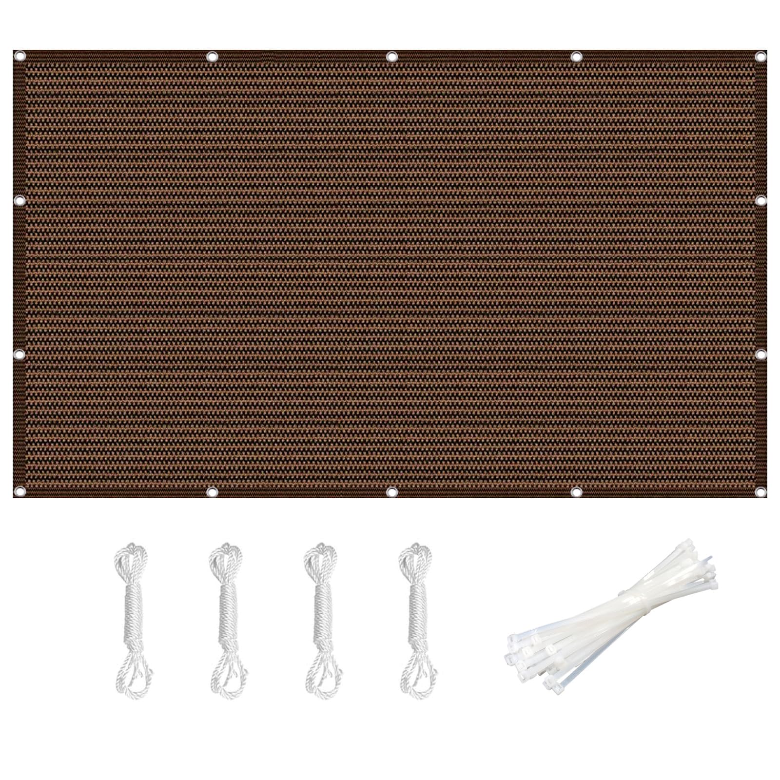 Frangivisto Balcone 145 x 635 cm HDPE Antistrappo Protezione Traspirabilità Protezione UV 95% Privacy, Copri Ringhiera Balcone Privacy con Fascette Occhielli pour Terrasse, Marrone